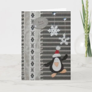 Le pingouin l'a laissé neiger ! Noël de carte de