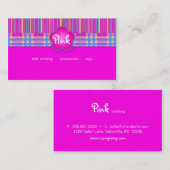 Le plaid de carte de visite de tissu barre le rose (Devant / Derrière)