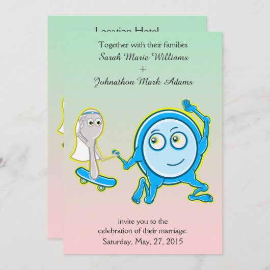 Le Plat S'Éloigne Avec La Faire-part de mariage (Devant / Derrière)