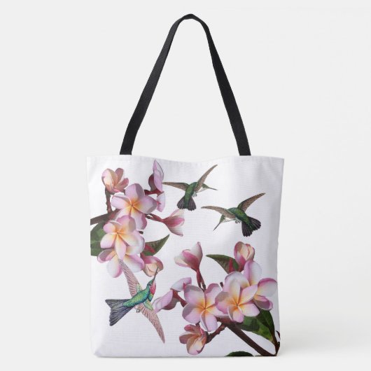 Le Plumeria d'oiseaux de colibri fleurit le sac (Dos)