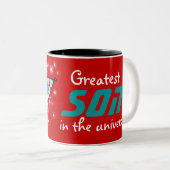 "Le plus grand FILS de l'univers" tasse turquoise  (Devant droit)