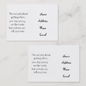 Le plus triste, c'est de vieillir carte de visite (Devant / Derrière)