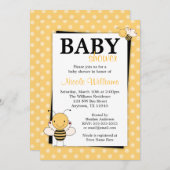 Le point de polka gaffent des invitations de baby (Devant / Derrière)