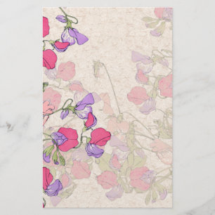 Le pois doux vintage fleurit la papeterie de