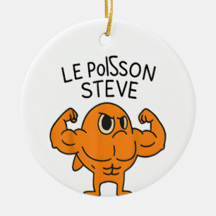 Le Poisson Steve Funny Muscular Fish Cartoon Keramisch Ornament