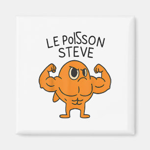 Le Poisson Steve Funny Muscular Fish Cartoon Magneet