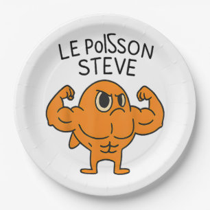 Le Poisson Steve Funny Muscular Fish Cartoon Papieren Bordje