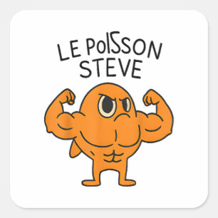 Le Poisson Steve Funny Muscular Fish Cartoon Vierkante Sticker