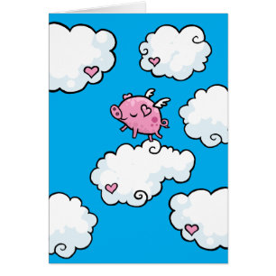 Le porc de vol danse sur des nuages