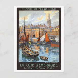 Le Port de Saint Malo France Vintage Travel Briefkaart