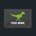 Le portefeuille de l'enfant avec le rex jurassique<br><div class="desc">Les portefeuilles de l'enfant avec le logo d'animal de rex de tyrannosaurus de t-rex. Personalizable avec des lettres de nom, de slogan ou de monogramme. Refroidissez de nouveau à l'idée de cadeau d'école ou de fête d'anniversaire pour les enfants (garçon ou fille), le petit-fils, le fils, le neveu, l'ami, les...</div>