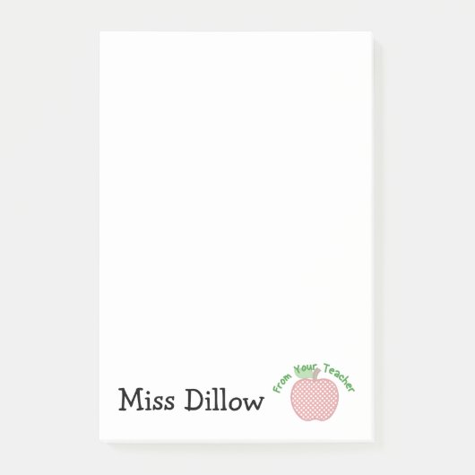 Le post-it d'Apple du professeur 4x6 personnalisé (Devant)