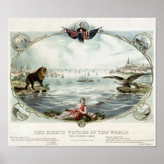 Le Poster vintage de câble Atlantique 1866 restaur (Devant)