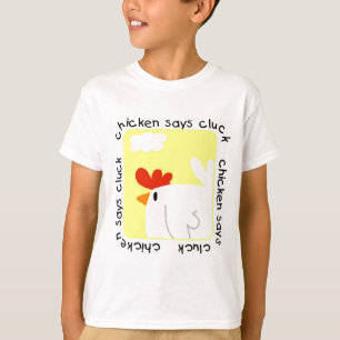 Le poulet indique des T-shirts et des cadeaux de