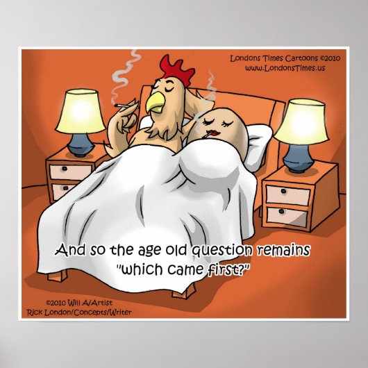 Le Poulet Ou L'Oeuf Est Venu 1Er ? Posters d'art a (Devant)