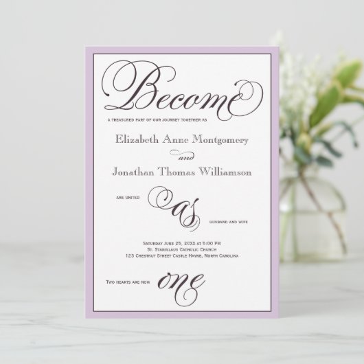 Le pourpre devient un seul Faire-part de mariage c (Debout devant)