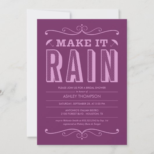 Le pourpre lui font des invitations de Fête de la (Devant)