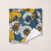 Le pré en jaune et bleu (Gant de toilette)