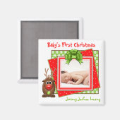 Le premier aimant de Noël du bébé Reindeer de Noël (Recto/Verso)