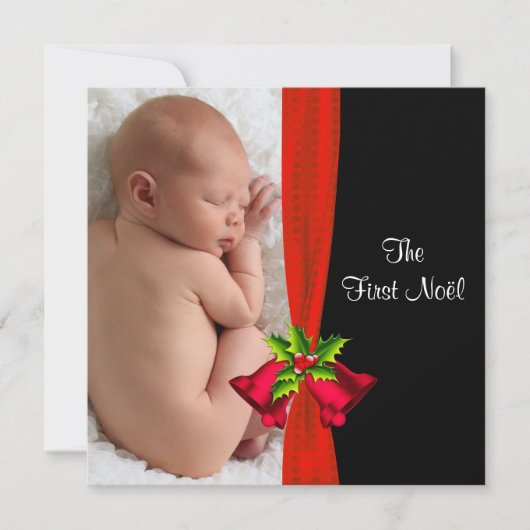 Le premier Carte photo de Noël de Red Bells Baby (Devant)