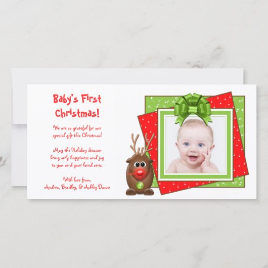 Le premier Carte photo de Noël du bébé Reindeer de (Devant)