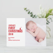 Le premier Carte photo de Noël du bébé rouge (Debout devant)