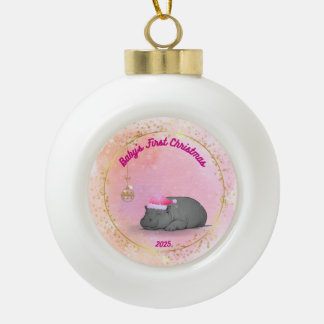 Le premier Noël de bébé - Ornement hippopotame en