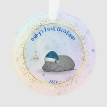 Le premier Noël de bébé - Ornement hippopotame en 
