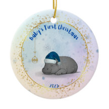 Le premier Noël de bébé Pygmy Hippo Ornement de No