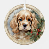 Le premier ornement de Noël de Cocker Spaniel Pupp (Verso)