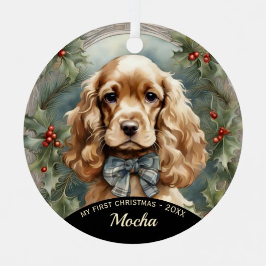 Le premier ornement de Noël de Cocker Spaniel Pupp (Recto)