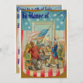 Le Premier Quatrième Juillet Invitation Vintage (Devant / Derrière)