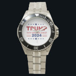 Le président Donald Trump 2024 Garder l'Amérique g<br><div class="desc">Montrez votre soutien avec le président Donald Trump 2024 Gardez l'Amérique à l'oeil ! Ce garde-temps distinctif présente le slogan Keep America Great, célébrant le patriotisme et la campagne de 2024 avec style. Conçu avec des matériaux de haute qualité, il allie la durabilité à un look audacieux et symbolique, parfait...</div>