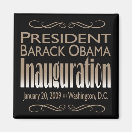 Le président Obama - Magnet d'investiture (noir) (Devant)