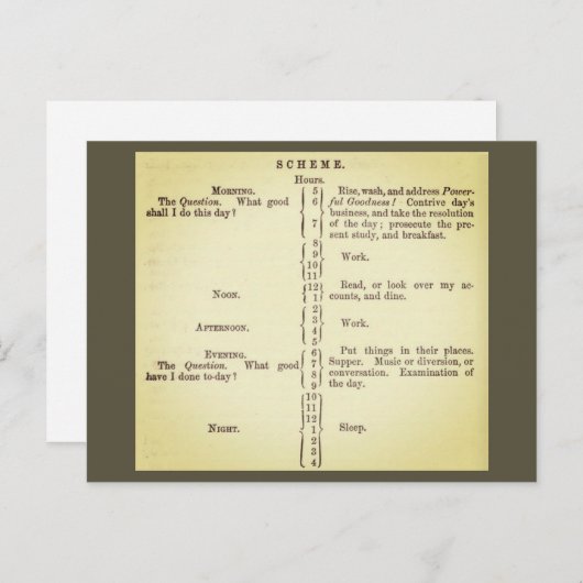 Le programme de routine de Benjamin Franklin (Devant / Derrière)