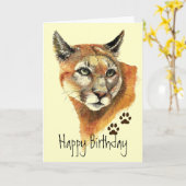Le puma dépiste la carte de voeux d'anniversaire (Fleur jaune)