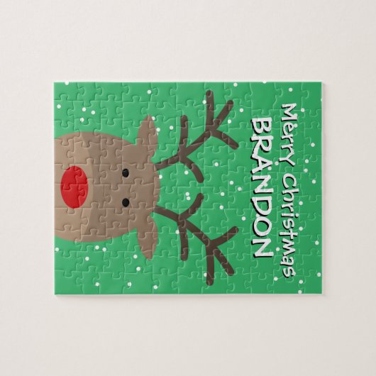 Le puzzle de Noël de l'enfant avec de mignons renn (Horizontal)