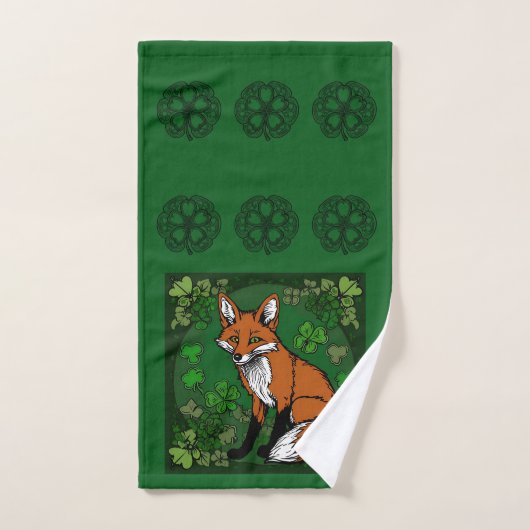 Le renard et les Shamrocks (Serviette à main)