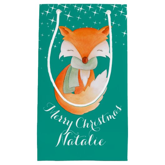 Le renard mignon a enveloppé le sac de cadeau de (Devant)