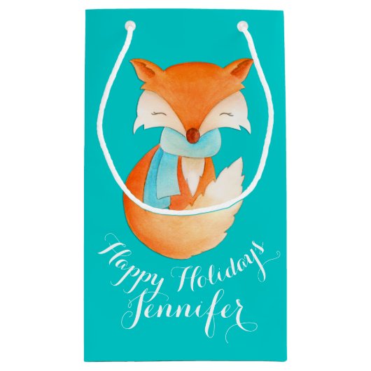 Le renard mignon a enveloppé le sac de cadeau de (Dos)