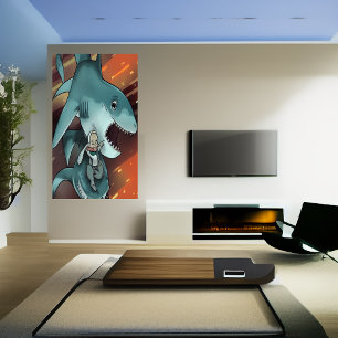 Le requin et l'homme   AI Art Poster