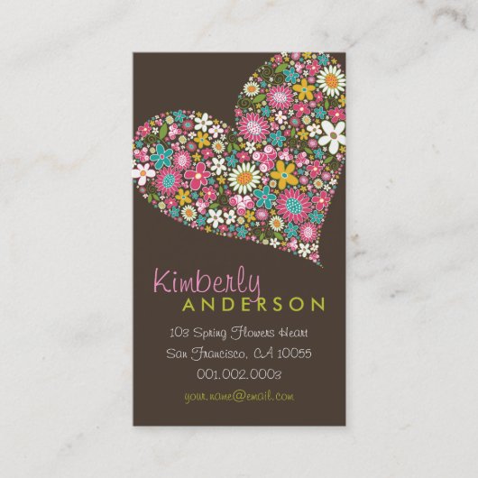 Le ressort fleurit la carte de profil de coeur (Devant)