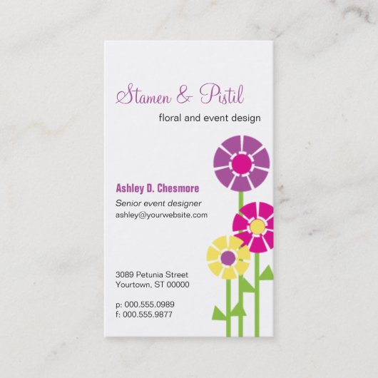 Le ressort fleurit le carte de visite (Devant)