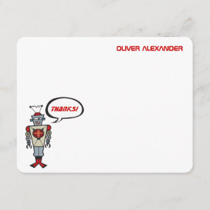 Le rétro robot de bande dessinée badine le Merci