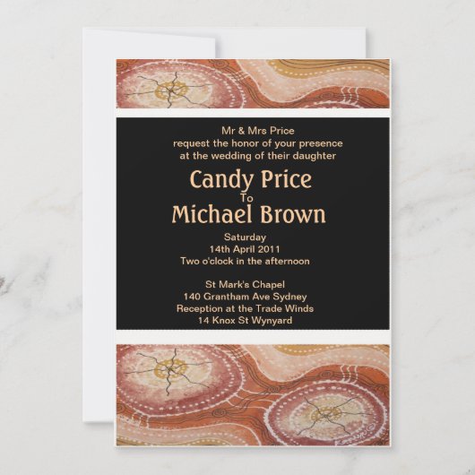 Le rêve autochtone du désert Faire-part de mariage (Devant)