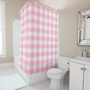 Le rideau de douche à bascule rose et blanc