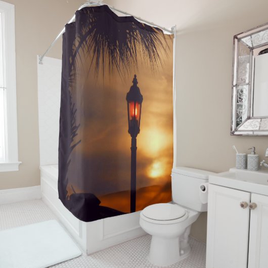 Le rideau de douche Palm, Lantern et Sunset (En situation)