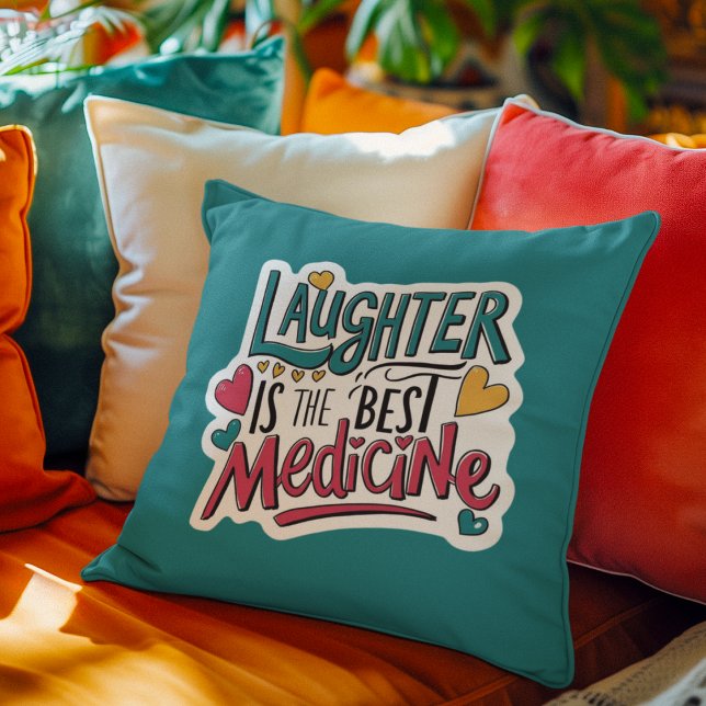 Le Rire Est Le Meilleur Oreiller À Jeu De Médecine (Cheer yourself or someone else up with this, "Laughter is the best medicine" pillow! )