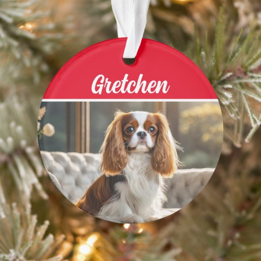 Le roi Charles Spaniel avec nom et photo Noël (Arbre)