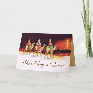 Le roi est né Carte de Noël chrétienne avec verse